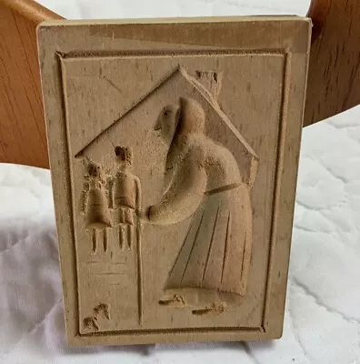 Antique Primitive Butter Maple Sugar Or Candy Mold Wood Rectangle Lady Kids • $20