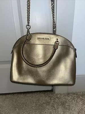 Michael Kors Gold Bag  Saffiano Leather Medium Emmy Dome Satchel Top Handle • $50
