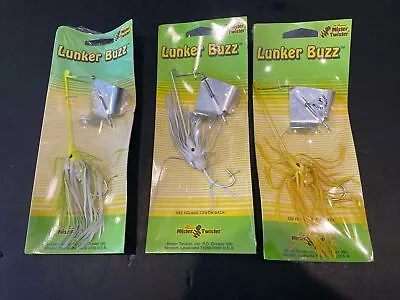 Lunker Buzz  Mister Twister 1/2 Oz Lot Of 3 White Chart White Yellow • $5.99