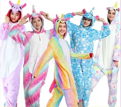 Adult Kids Olaf Fluro Unicorn Kigurumi Animal Onesie Pajamas Costume Sleepwear • $42.89