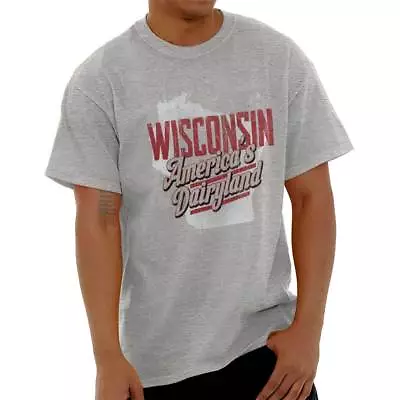 Wisconsin Americas Dairyland Cheese Sports WI Adult Short Sleeve Crewneck Tee • $19.99