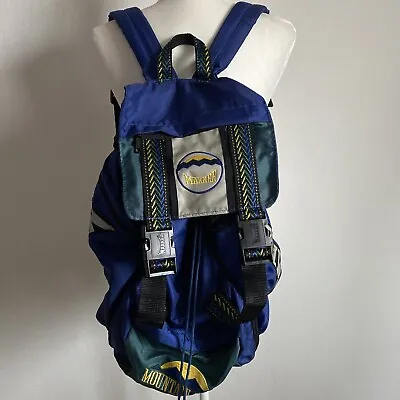 MARKER Mountain Gear Backpack Vtg Blue/ Green Ski Climbing Trek Gear Sack Bag • $49.95