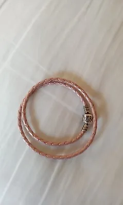 Pandora Pink Leather Double Bracelet 32 Cm Seldom Worn No Box • £19.95