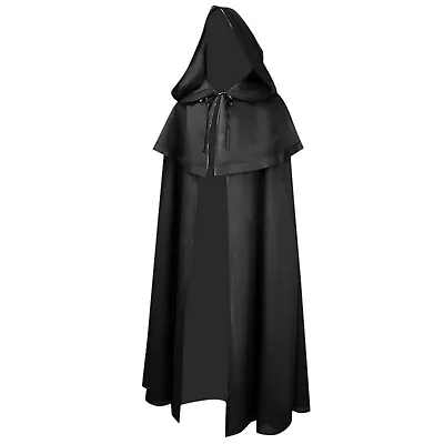 Mens Halloween Cape Costume Men Cosplay Hooded Cloak Coat Jackets Medieval Cape • $58.98