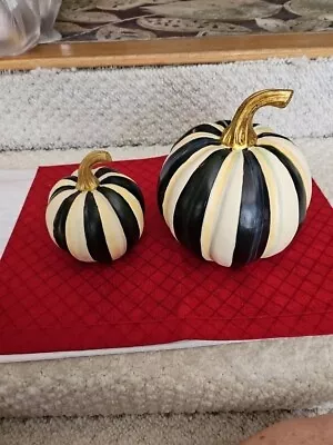 2 Mackenzie Childs 8   And 6  Tall  COURTLY STRIPE PUMPKINS • $99.99