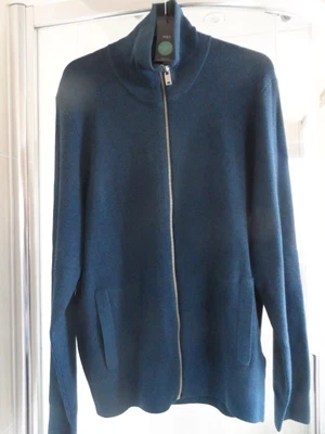 £15 • Buy Bnwt M&s Relaxed Fit Zip Cardigan - Size Large 41/43 C - Dark Teal -high Neck