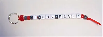 Novelty Key Ring-I Luv Elvis-Beaded Key Ring-Luggage Tag-Backpack Tag • $9.95