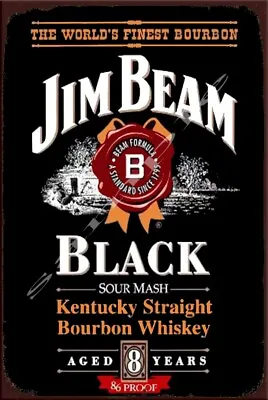 $12.99 • Buy BLACK JIM BEAM Retro/ Vintage Caffe Home Décor Shed-Garage Bar Tin Metal Sign
