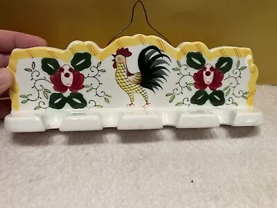 BEST DEAL!  Early Provincial  UCAGCO Rooster & Roses Wall Holder Spoon Rack • $13.99
