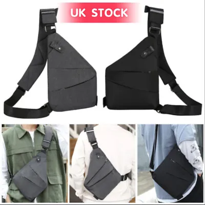 Mens Cross Body Chest Sling Side Bag Travel Sport Shoulder Bags Anti-theft IN-UK • £9.27