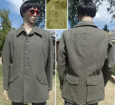 UNWORN Vtg 1963 SWEDISH WOOL Heavy Military Shooting Jacket Field Coat Men S M • $69.30