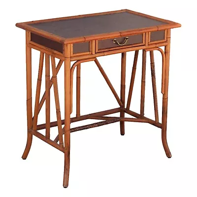 $695 • Buy Vintage Woven Rattan Bamboo Nightstand Console Petite Desk Coastal Boho 1 Drawer