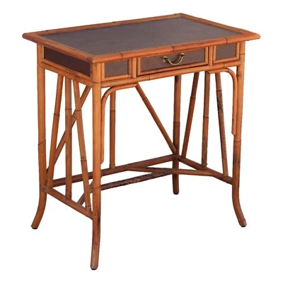 $695 • Buy Vintage Woven Rattan Bamboo Nightstand Console Petite Desk Coastal Boho 1 Drawer