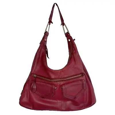 Cole Haan Women’s Leather Hobo Bag Shoulder Bag Color Red Cherry Distressed • $23.11