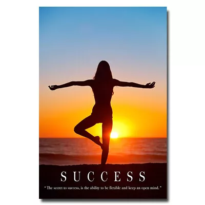 Success Motivational Art Poster Yoga Sunset Picture Home Office Wall Decor 24x36 • $11.23