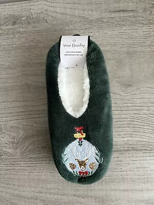 Vera Bradley * Women's Fleece Slippers Merry Mischief Ornament * Sz M 7/8* NWT • $17.24