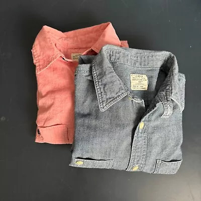 Lot Of 2 J.Crew Button Shirts Chambray Workshirt Gray Pink Cotton Men XS • $30.90