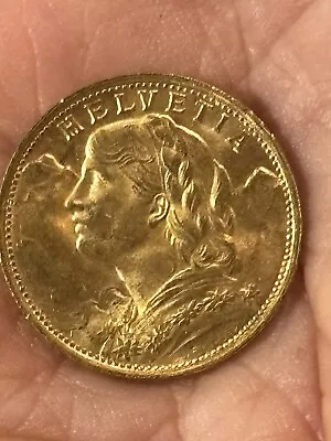 Lustrous 1935 L B Swiss Gold 20 Francs Helvetia Coin AU-BU AirTite Coin Capsule • $441