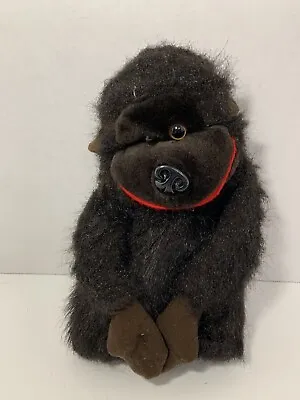 Gorilla Hand Puppet Vintage Black Brown Plush Stuffed Toy Monkey Red Mouth • $10.99