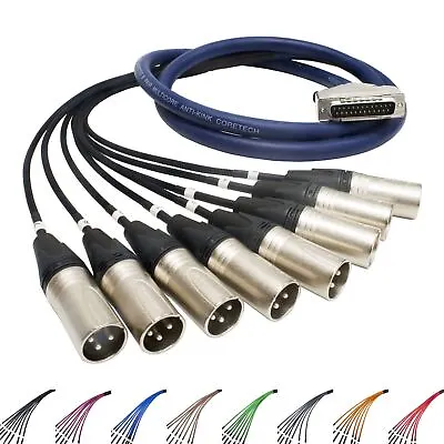 25 Pin D Sub To Male XLR Cable. Serial Db-25 Van Damme TECHFLEX Coloured Braid • £114.45