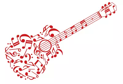 Guitar Of Music Notes #899  - Vinyl Sticker / Decal - Made To Order • $8.95