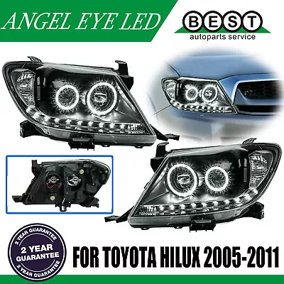 DRL LED Projector Angel Eye Headlight Daytime Running Light For Hilux 2005-2011 • $294.87