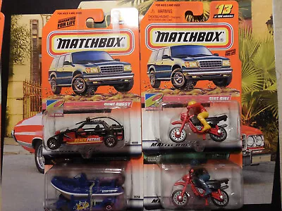 Matchbox Outdoor Lot 4 Dirt Bike White Water Raft/boat Dune Buggy To The Beach • $22.95