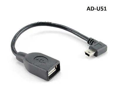 USB 2.0 Female To Right Angle Mini-B Male OTG Tablet GPS Adapter Host Cable • $7.99