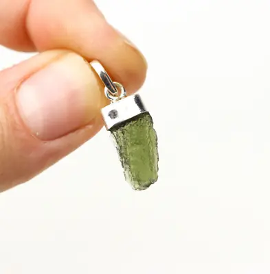 1.7gr MOLDAVITE Genuinte Tektite Rough Sterling Silver.925 Pendant #JM272 • $57.20