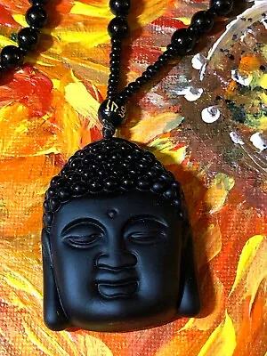 Obsidian Guan Yin Pendant &Glass Beads 24in Necklace Dezigns By Zetroc • $15