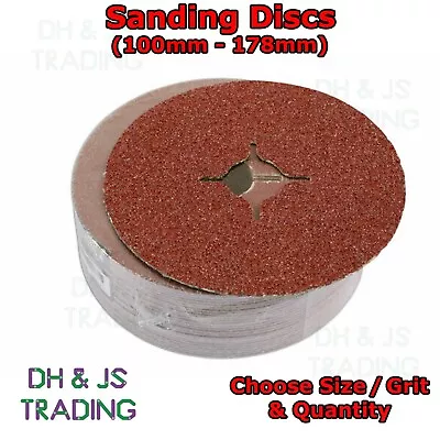 Abracs Fibre Sanding Discs 24 36 60 Grit 100mm 115mm 125mm 178mm Backing Pad • £7.49