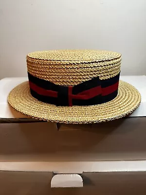 Vintage Straw Hat Ponte Rialto Made In Venice Italy Boater C 1930s! Size 7-1/2 • $69