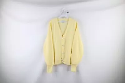 Vintage 90s Streetwear Mens Size Medium Knit Button Cardigan Sweater Yellow USA • $44.95