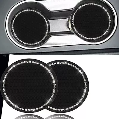 2Pcs Car Bling Cup Holder Insert Rhinestone Coaster Interior Accessories Black • $8.20