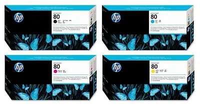 Genuine Lot Of HP 80 Printheads + Cleaners C4820A/C4821/C4822/C4823A - VAT Inc. • $373.35