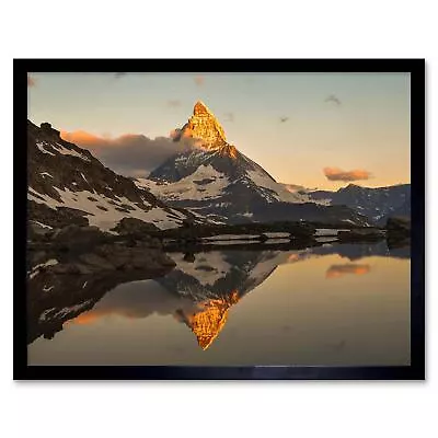 Photo Matterhorn Mountain Reflected Lake 12X16 Inch Framed Art Print • $23.49