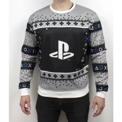 $24.99 • Buy PlayStation Christmas Ugly Holiday Sweater New Mens Small Black Gray PS