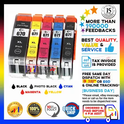 5x NoN-OEM PGI-670XL CLI 671XL Ink For Canon Pixma MG5760 MG5765 MG6860 • $12.49