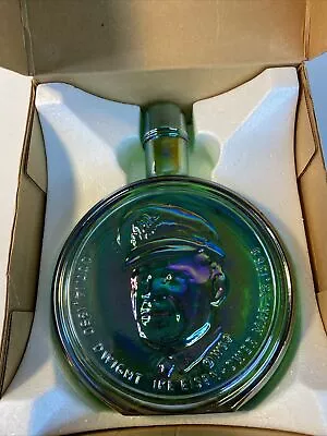  Vintage WHEATON Green Carnival Glass Bottle 1st Edition  Dwight Ike Eisenhower  • $16.99