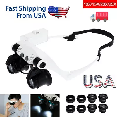 10x15x 20x 25x LED Head Magnifying Glass Jewelry Watch Repair Magnifier Tool New • $13.99