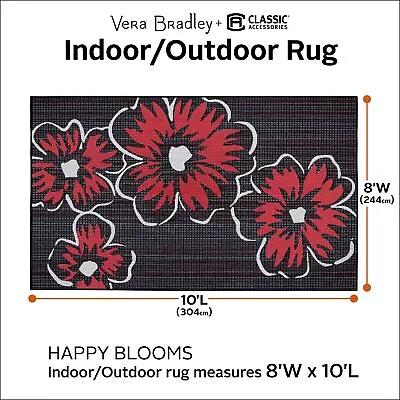 Vera Bradley By Classic Accessories Indoor/Outdoor Rug Happy Blooms 8'W X 10'L • $94.39