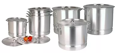 14 Pieces Aluminum  Stock Pot Set With SteamerCommercial Stock Pot Pans Silver • $310.33