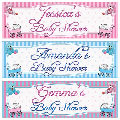 2 Personalised Baby Shower Banners - Boy Girl Unisex - Any Name - Any Message • £3.19