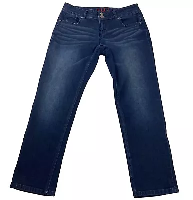 Elle Paris Ladies Jeans Size 6 30x26 Straight Leg 5 Pocket Design Blue Stretch • $23.79