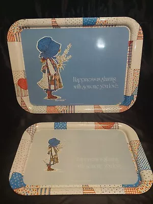 Vintage 1974 Holly Hobbie Metal Lap TV Tray Set EUC 17 1/2  And 14  • $19.99