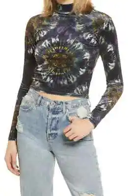 New BDG Urban Outfitters Velvet Mock Neck Crop Top Women Sizes S / M / L Tie Dye • $14.99