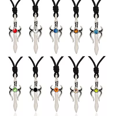 Colorful Sword Silver Pewter Charm Necklace Pendant Jewelry • $9.99