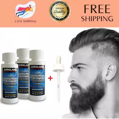 3 PACK Tratamiento Crecimiento De Barba 5% Minoxidil Suministro Para For Men!! • $26.99