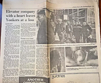 Otis Elevator Leaving YONKERS NY 1983 Miami Herald Newspaper Article Feb 14 • $7.99
