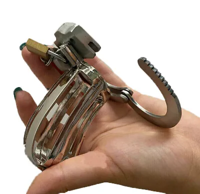 Stainless Steel Metal Adjustable Card Rings Cage Male Chastity Device Lock BDSM • £29.99